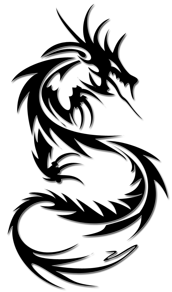 Dragon Tattoos Silhouette Background PNG Image