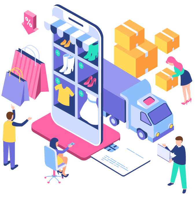 E-Commerce Shopping PNG Sfondo Clipart