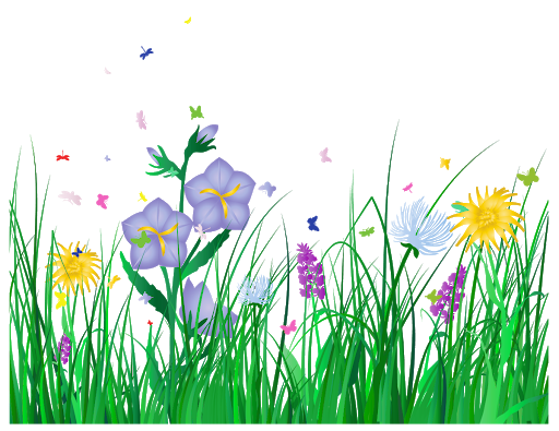 Easter Flower Grass Background PNG Image