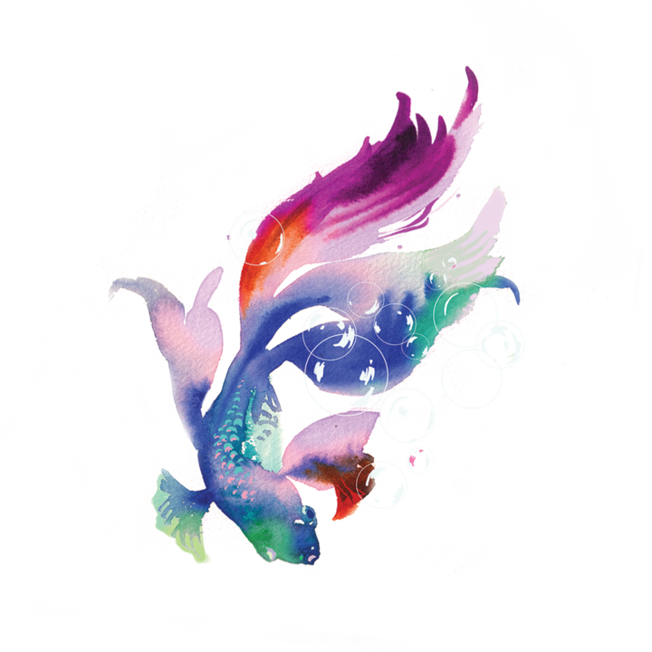 Fish Tattoos Colorful Background PNG Image