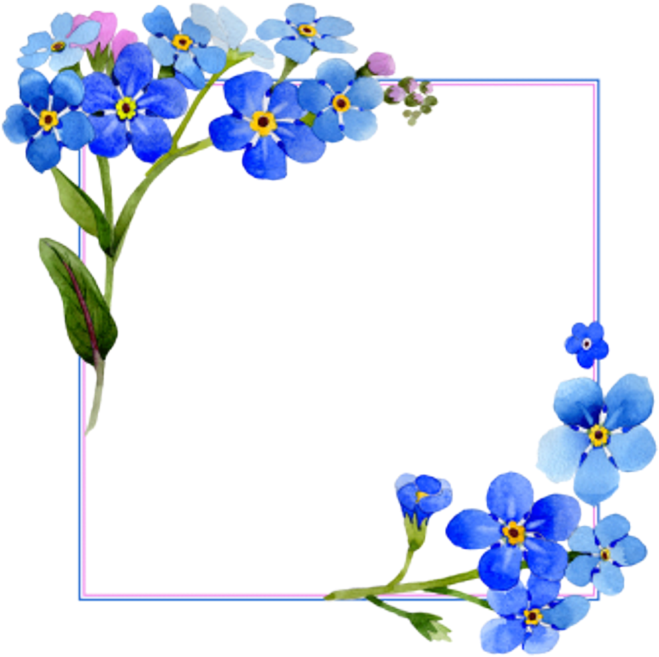 Floral Blue Frame Border PNG Clipart Background