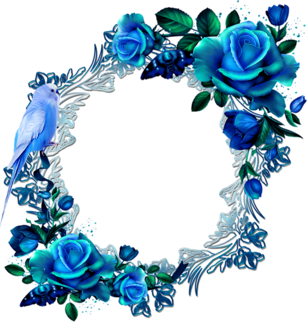 Floral Blue Frame PNG HD Quality