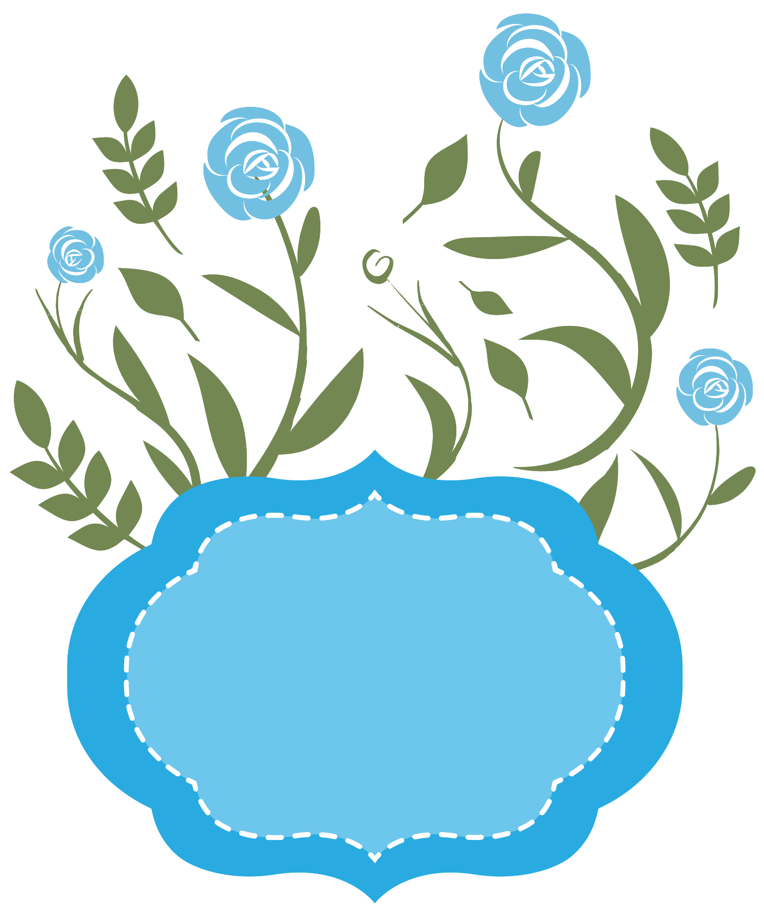 Floral Blue Frame Vector Background PNG Image