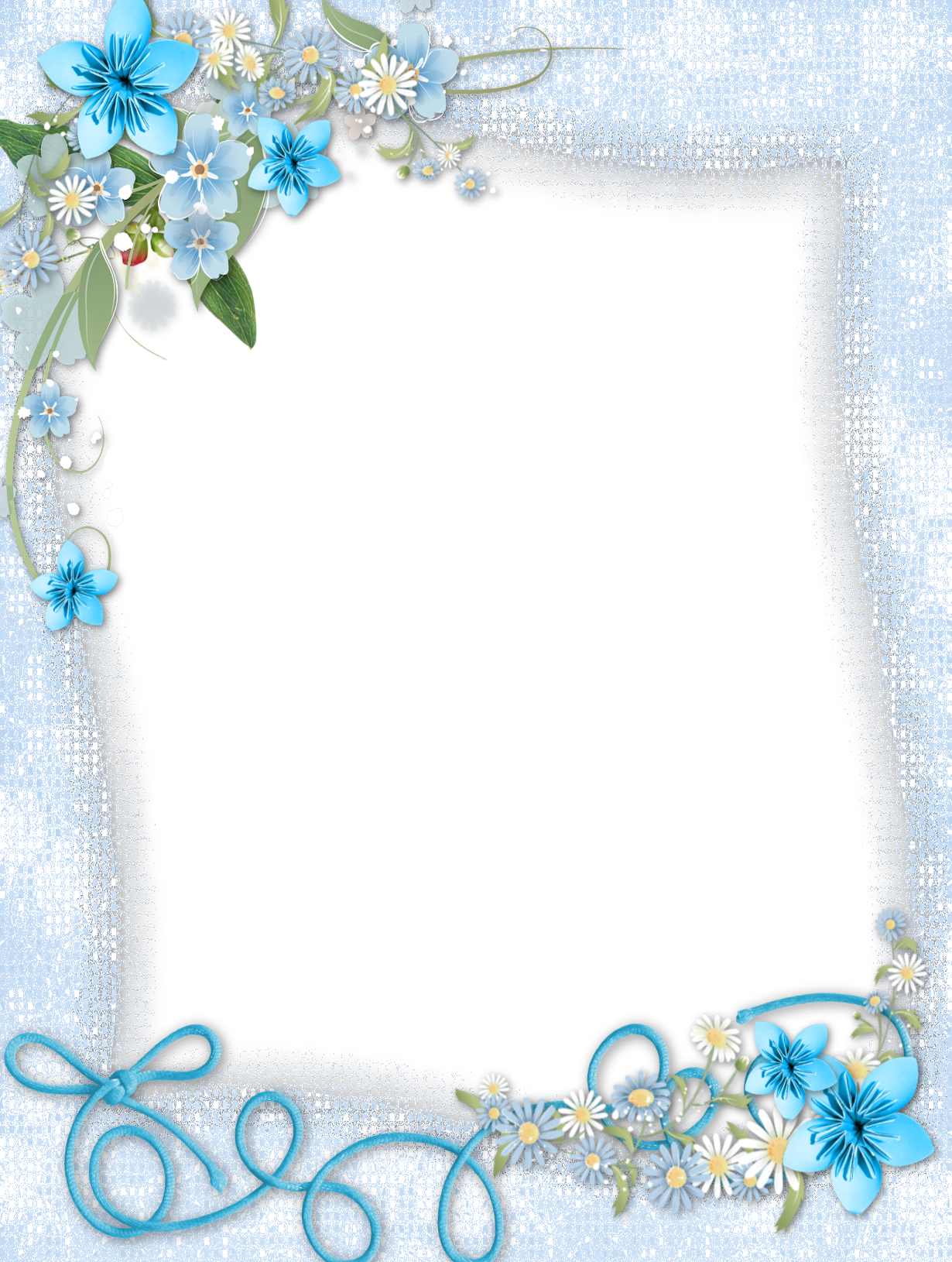 Floral Blue Frame Vector PNG HD Quality