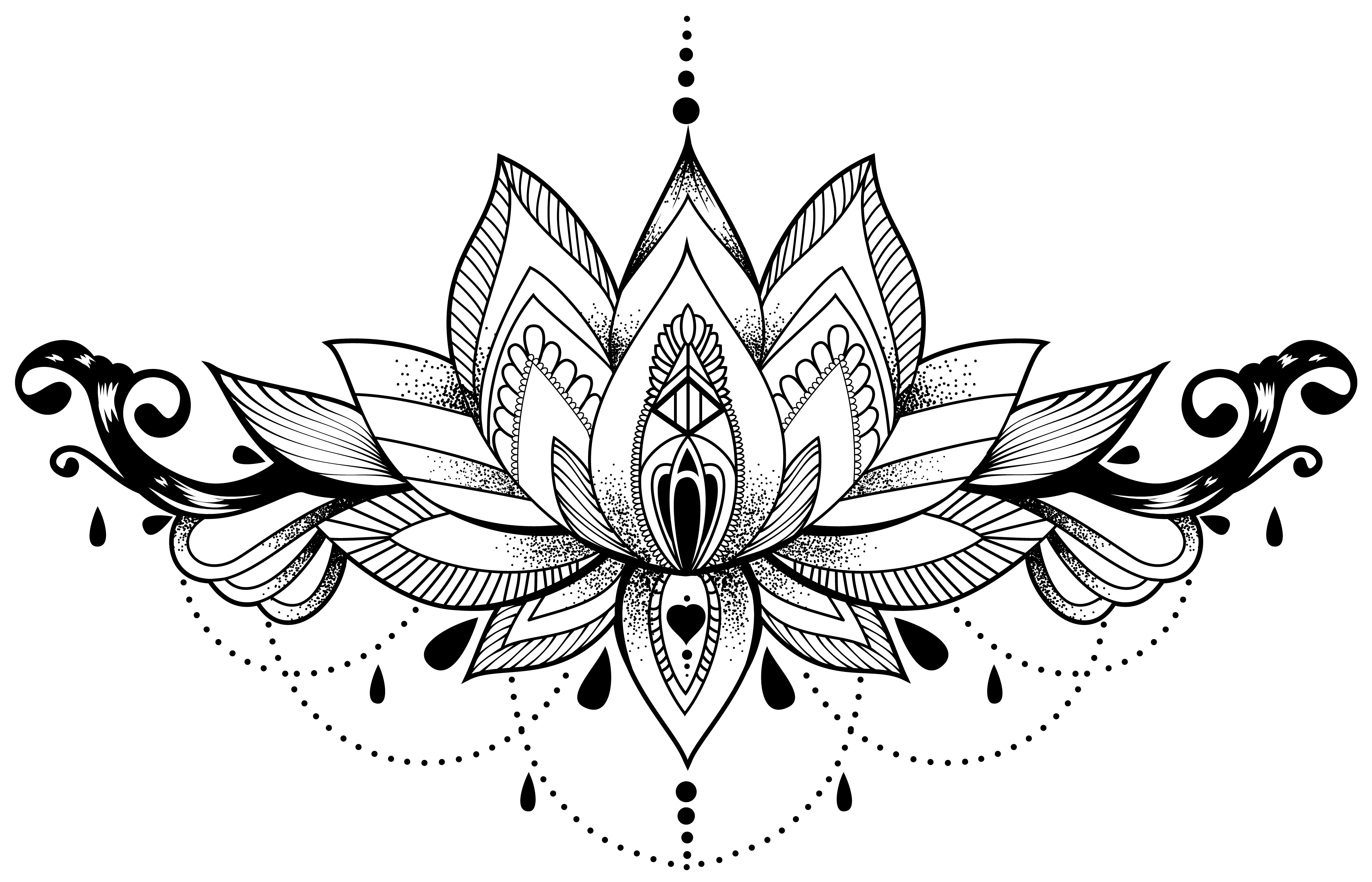 Flower Tattoo Silhouette PNG Clipart Background