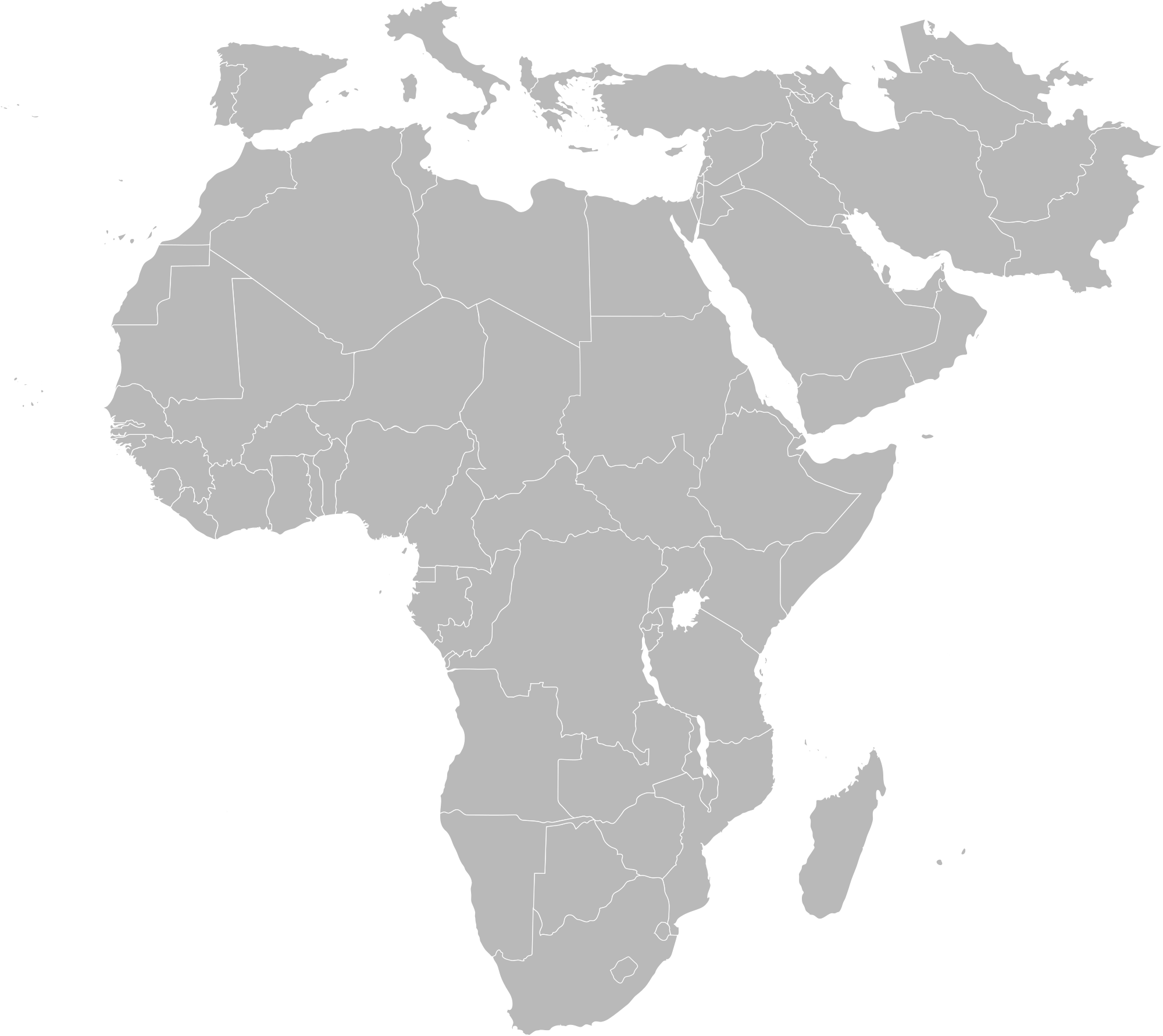 Graue Africa-Karte Transparente Datei