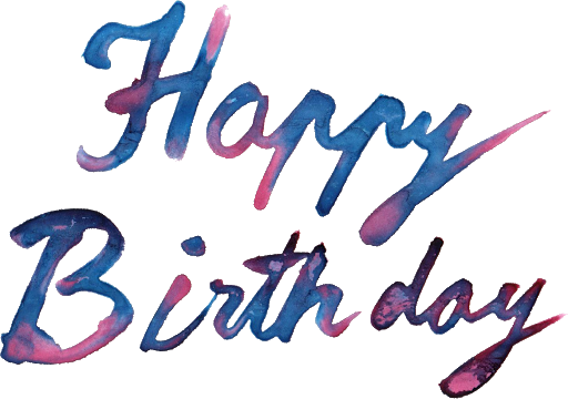 Happy Birthday Blue Pink text PNG