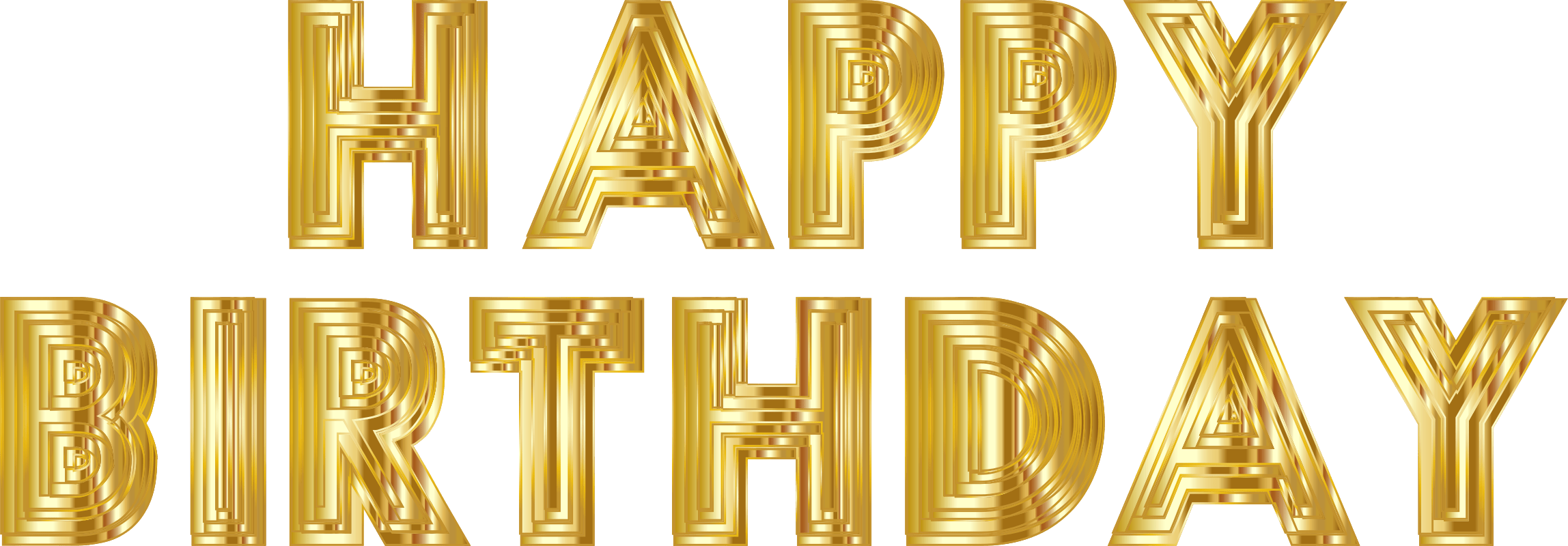 Happy Birthday Golden Text PNG