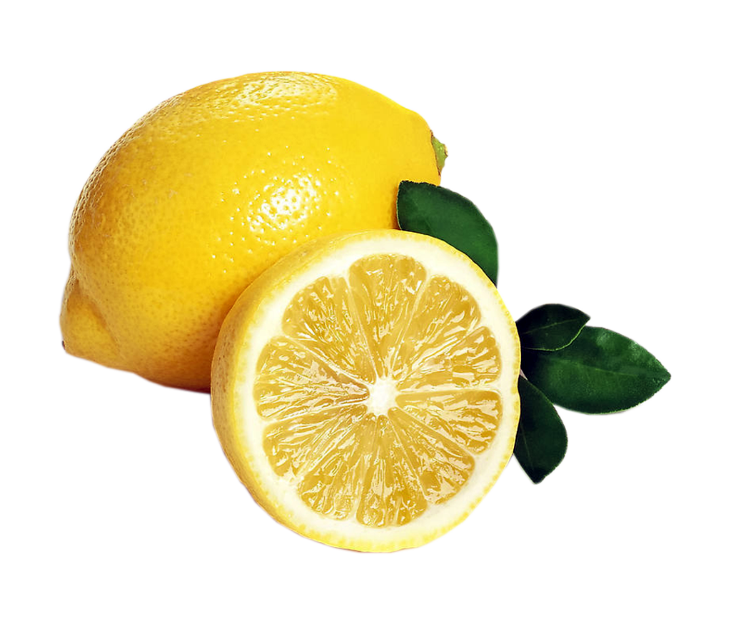 Lemon with Leaves PNG