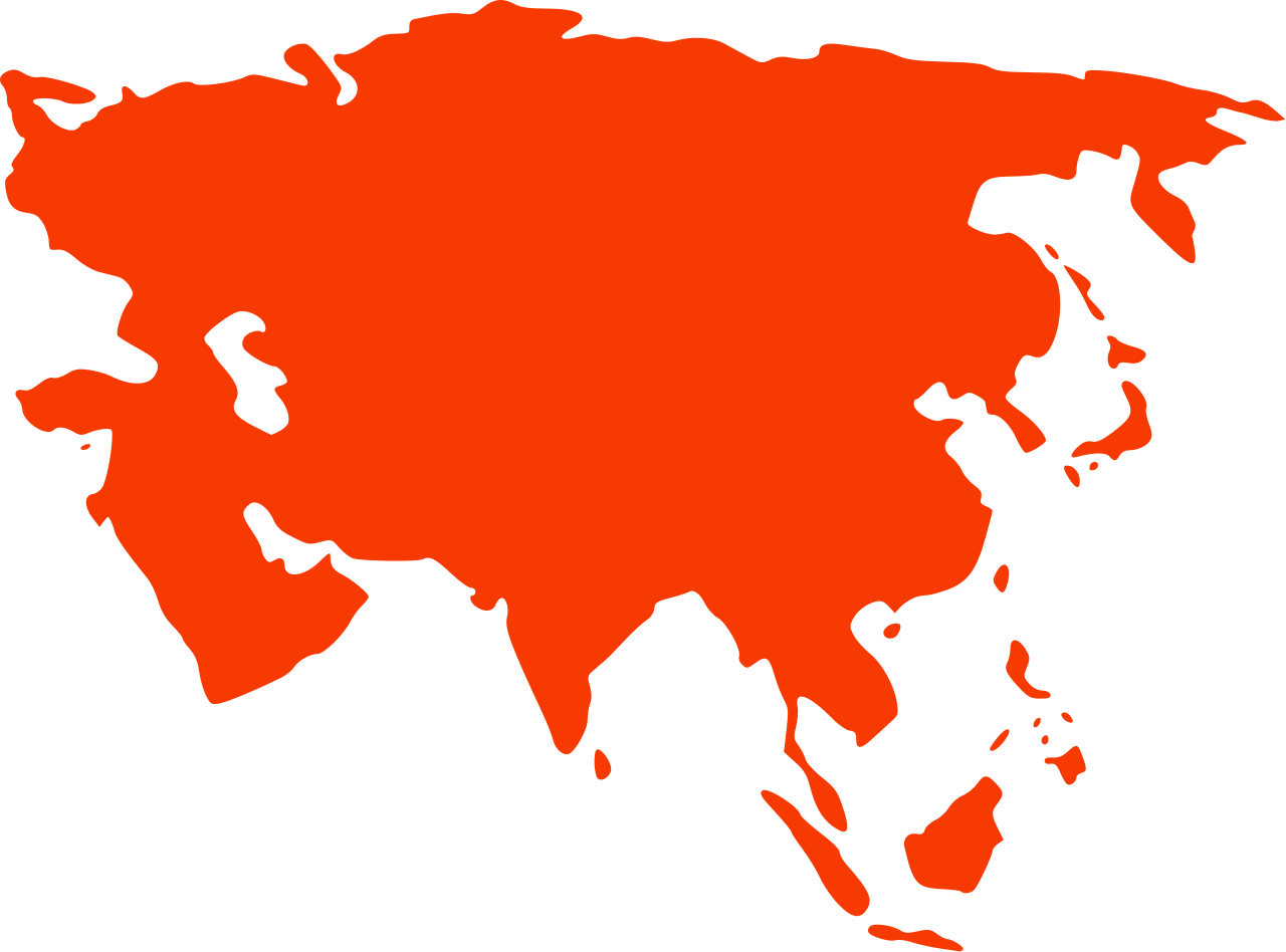 Orange Asia Map Transparent PNG