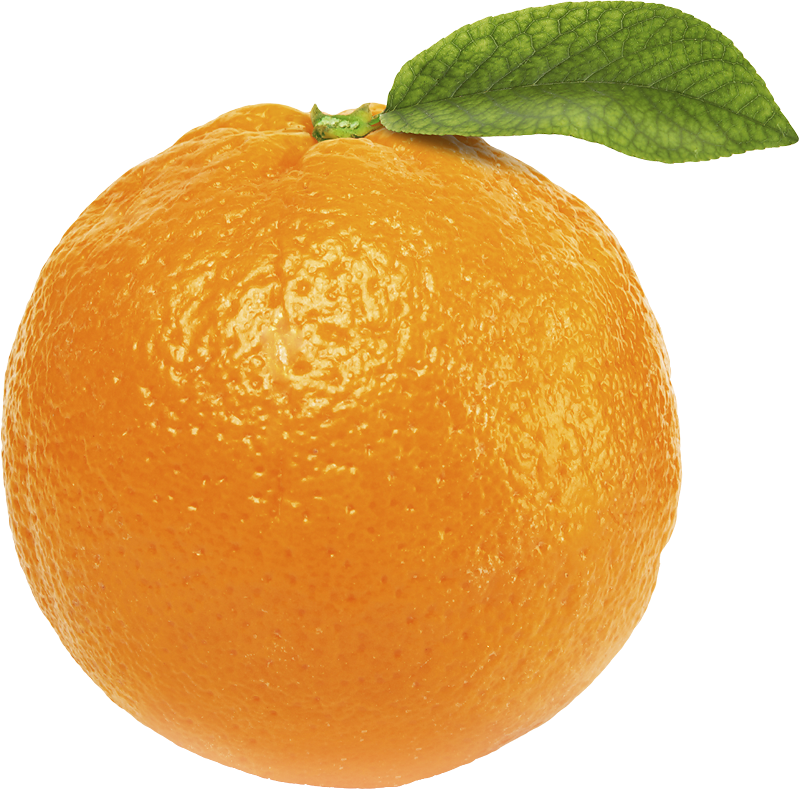 Orange with Leaves PNG