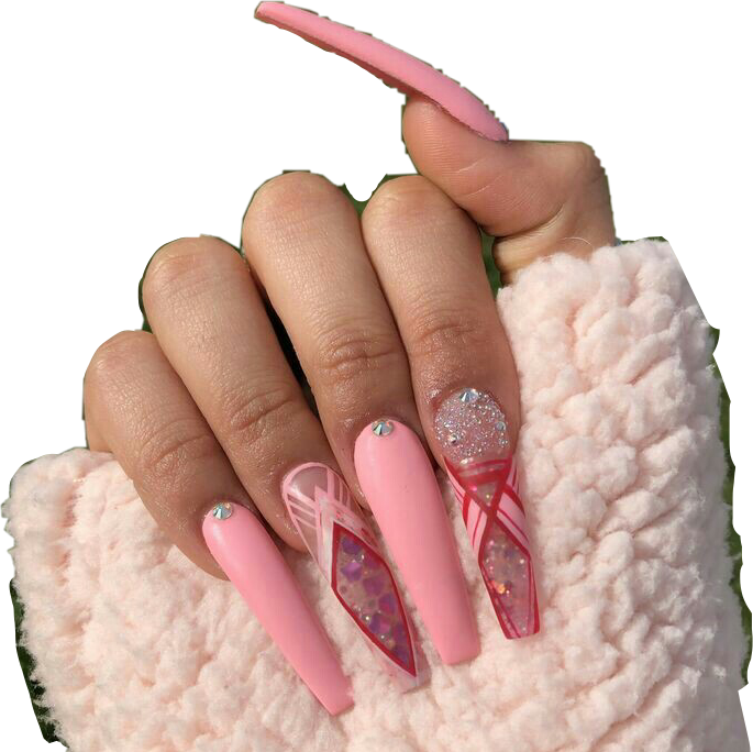 Pink Acrylic Nails Download Free PNG