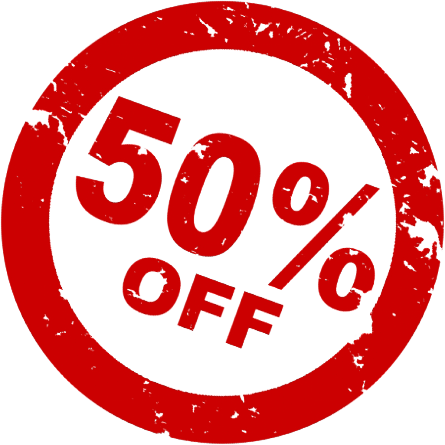 Red 50% Off Stamp PNG