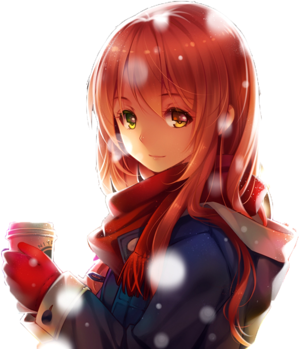 Red Anime Girl Transparent PNG