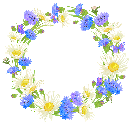 Round Flower Wreath Background PNG Image