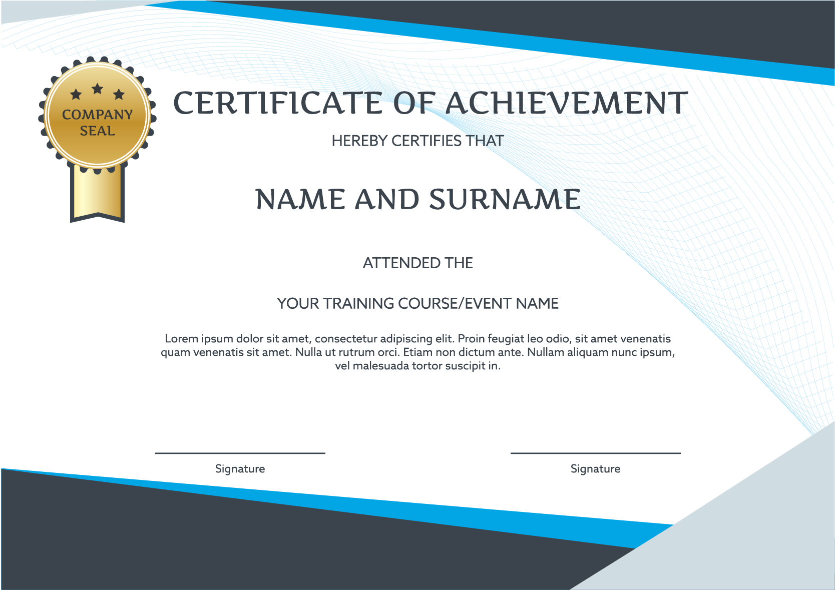 Training Course Certificate Background PNG Image