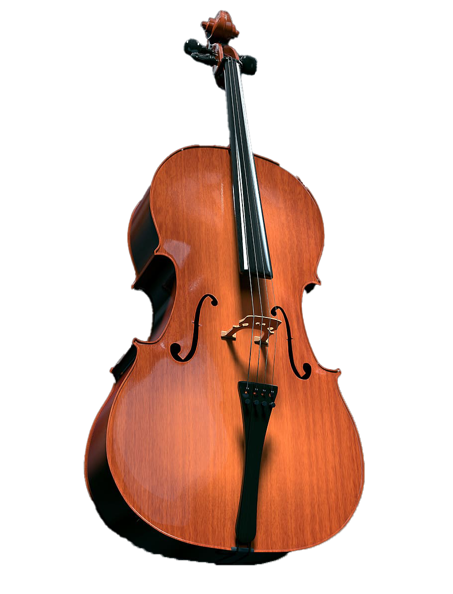 Transparenter Hintergrund des hölzernen Cello