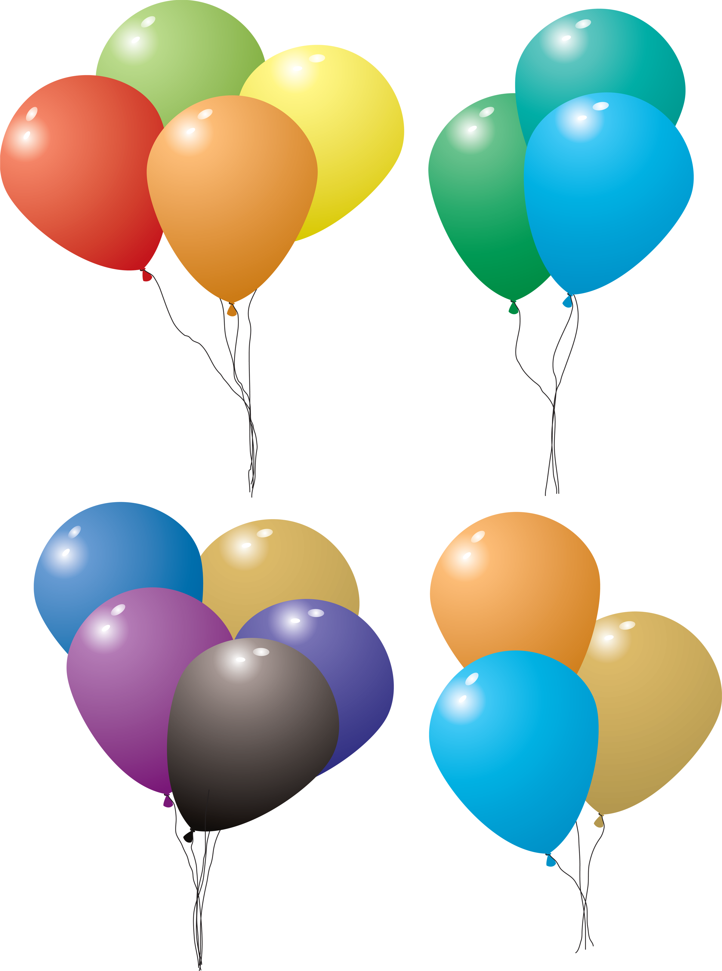 Colorful Happy Birthday Balloons Free PNG