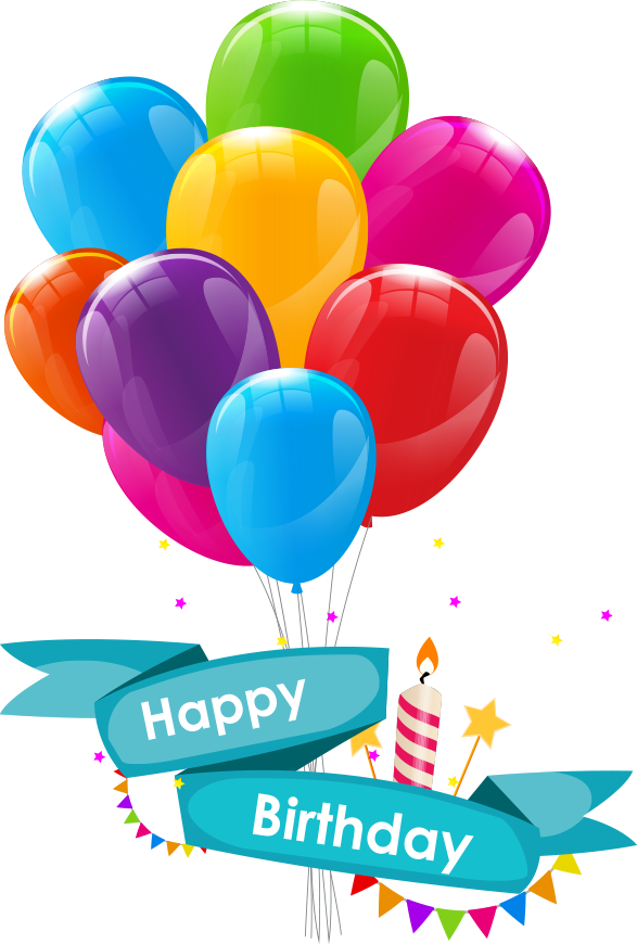 Colorful Happy Birthday Balloons Transparent Background