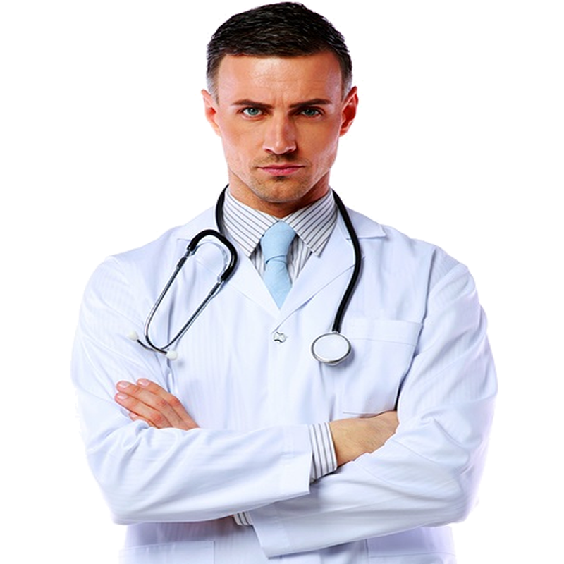 Dottore in piedi sfondo trasparente