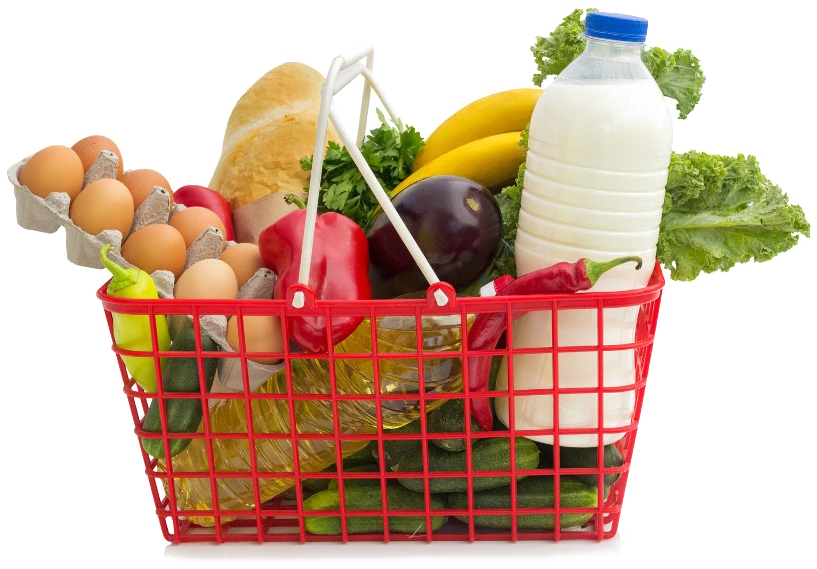 Grocery Bucket Background PNG Image