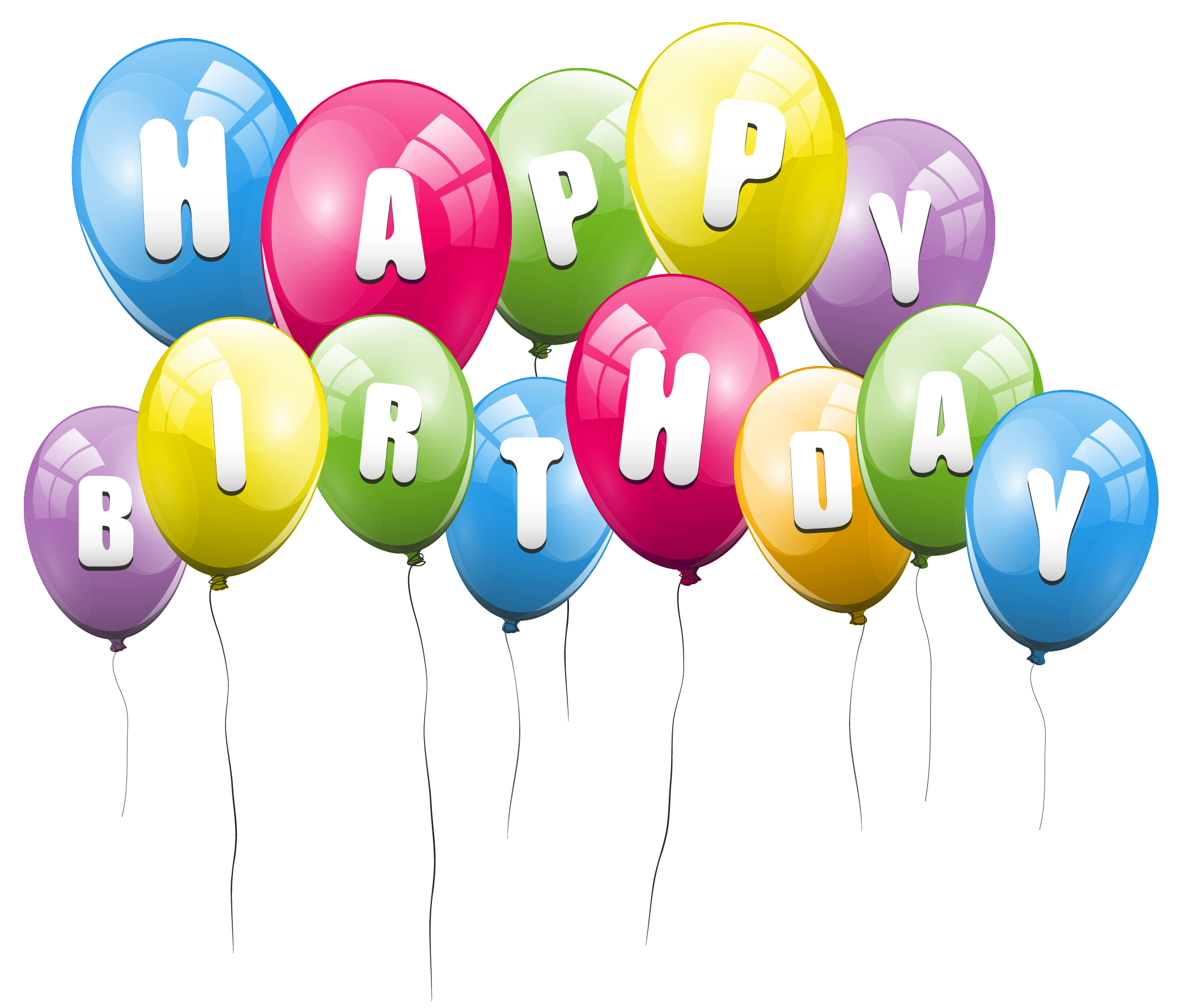 Happy Birthday Balloons Hanging Letters Transparent Background