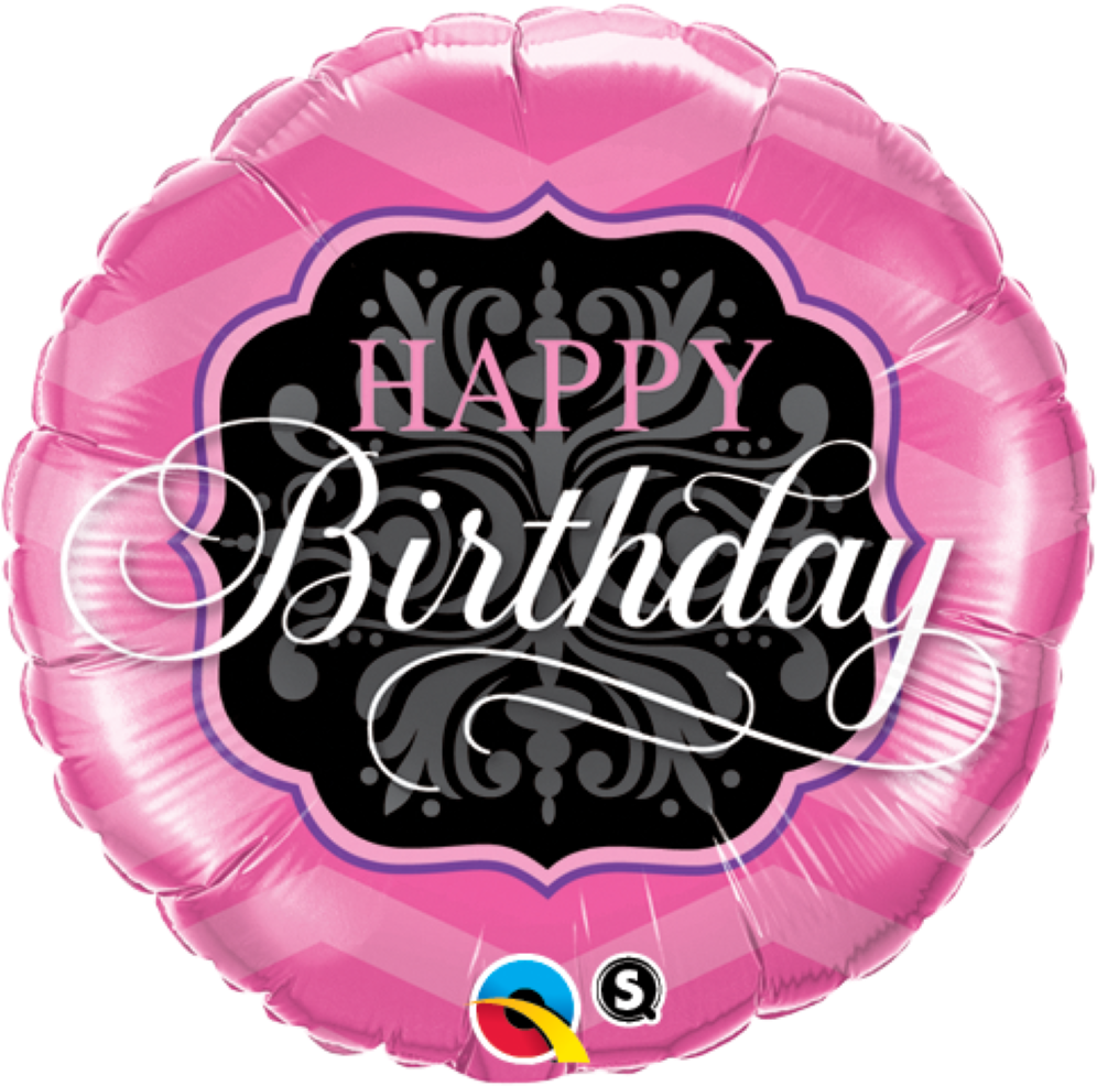 Happy Birthday Foil Balloon Pink Background PNG Image