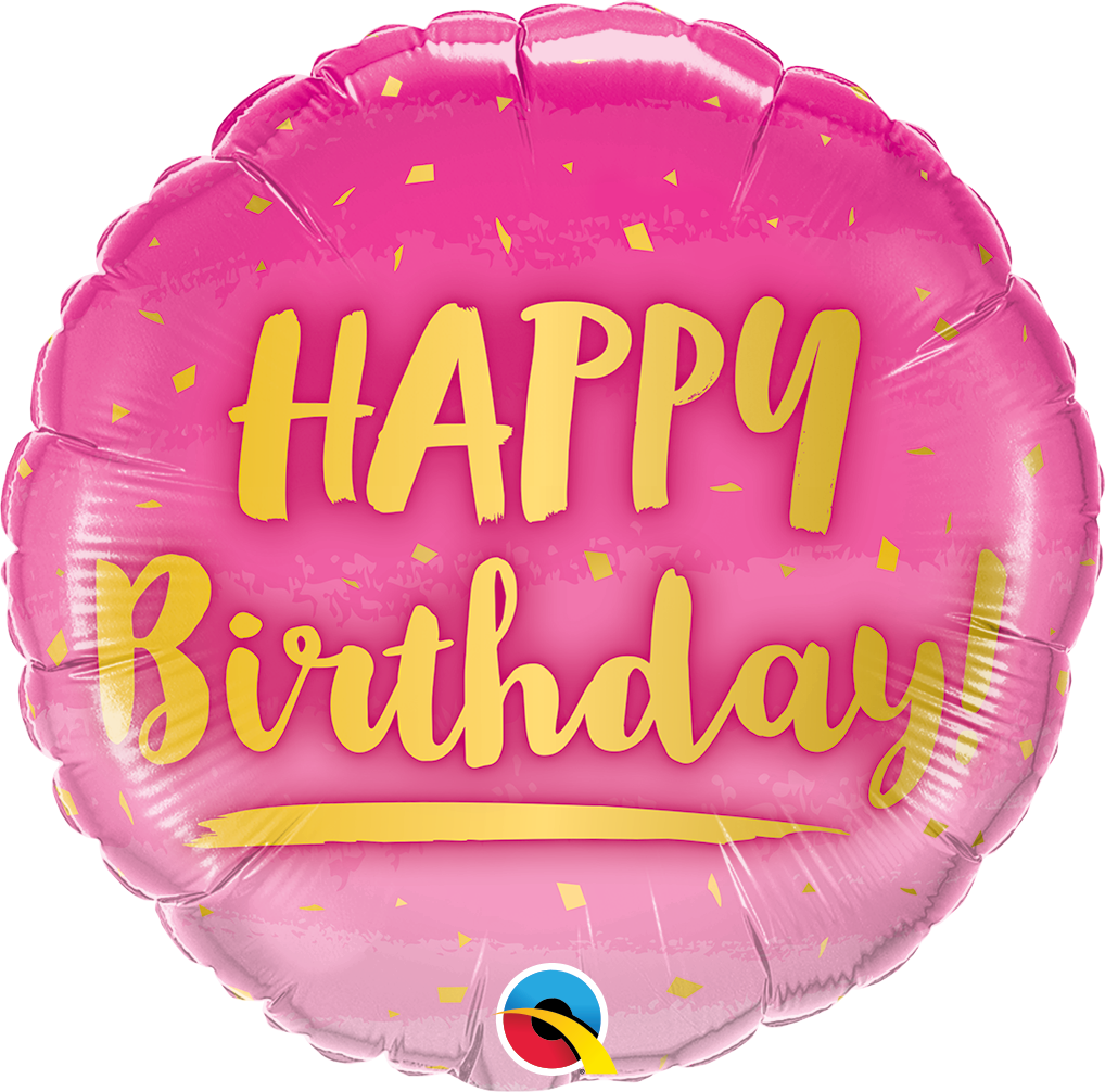 Happy Birthday Foil Balloon Pink Transparent File