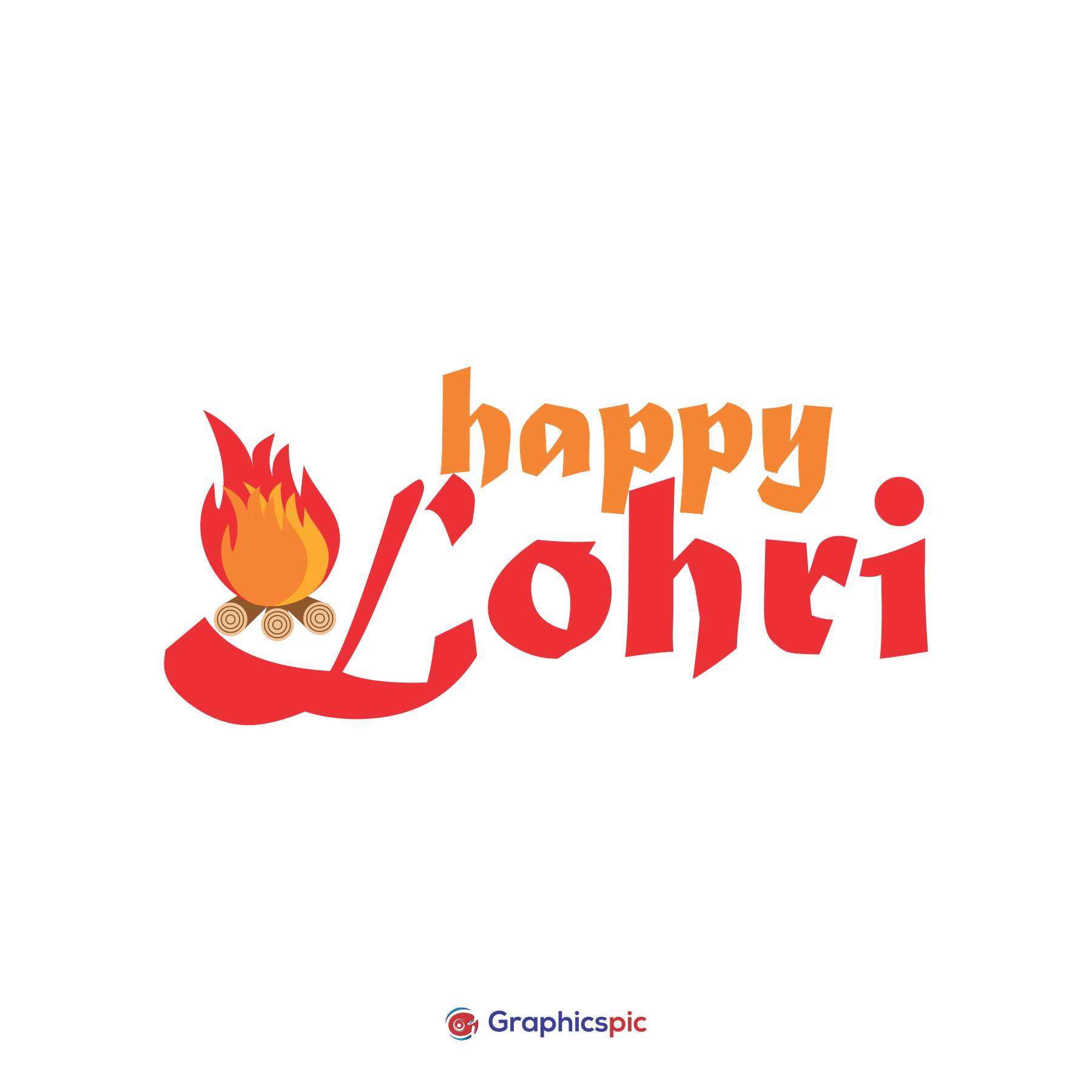 Happy Lohri Text Background PNG Image