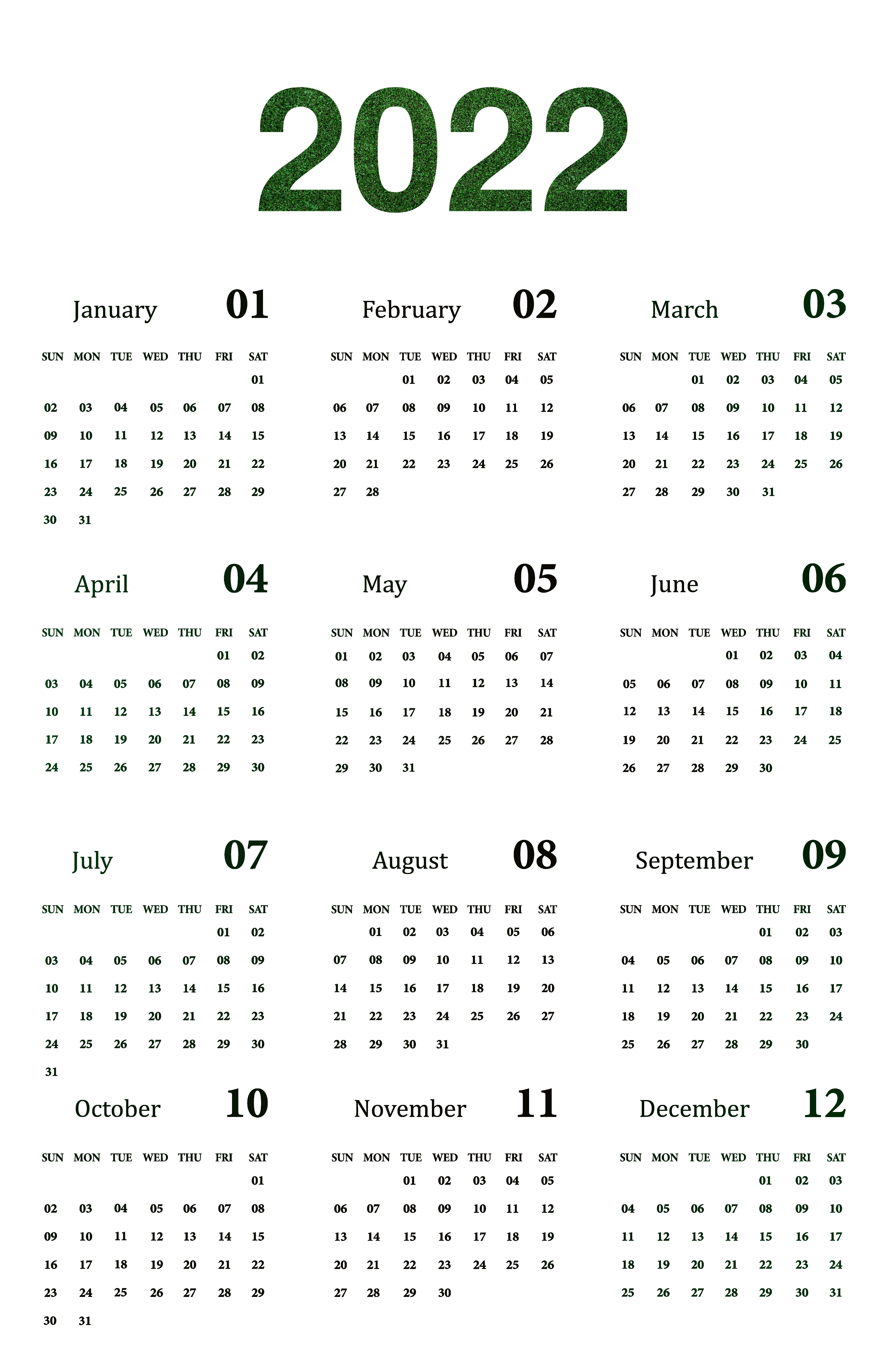 Printable Calendar 2022 Transparent Free PNG