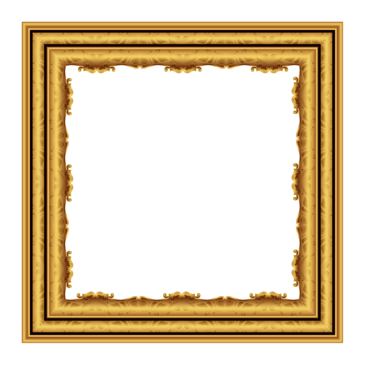 Golden Square Frame Transparent Background