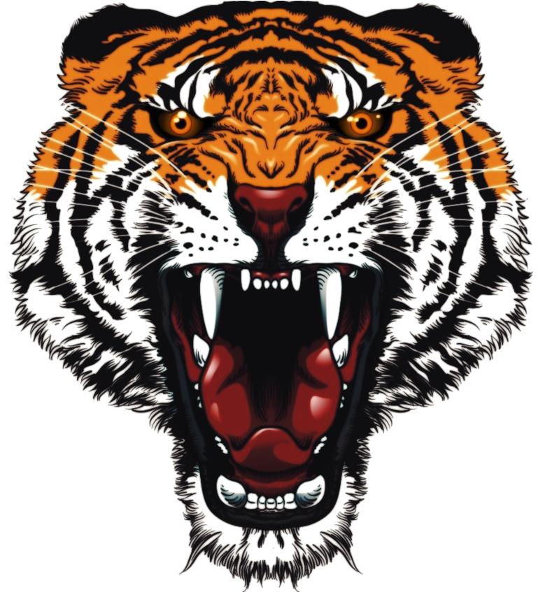 Fond de Clipart de tatouage de tigre rugissant