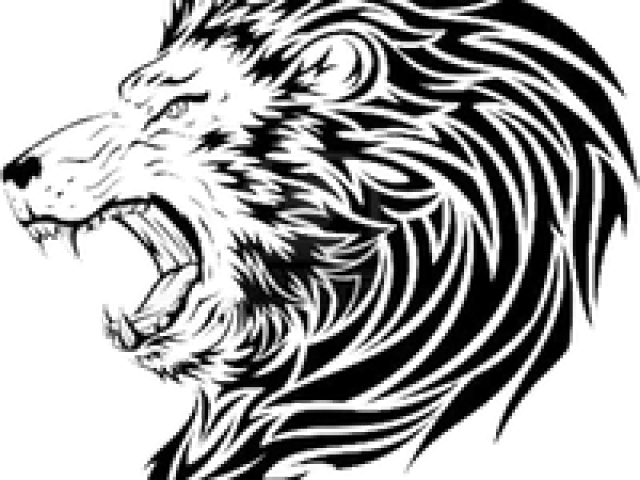 Black and White Lion Linework Tattoo - wide 6